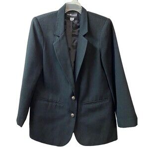 Sag Harbor Womens Petite Size 10 Black 2 Button Career Professional